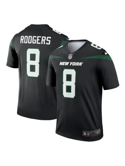 Men's New York Jets Aaron Rodgers Nike Stealth Black Alternate Legends Jersey 01
