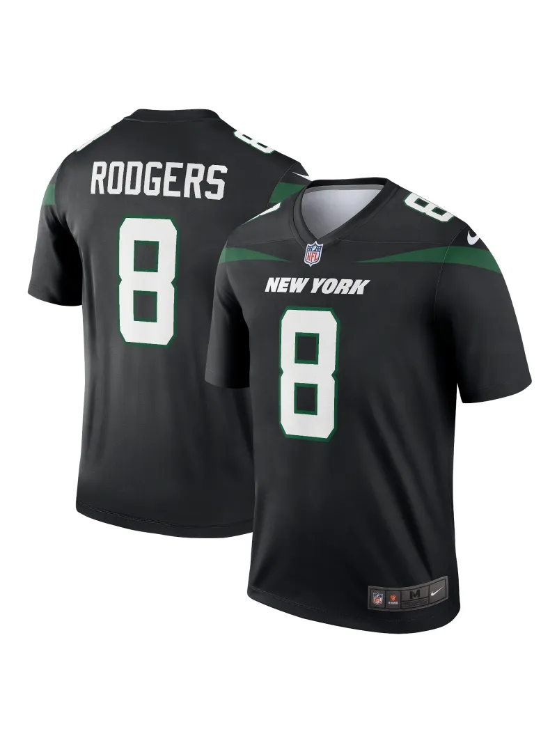 Men's New York Jets Aaron Rodgers Nike Stealth Black Alternate Legends Jersey