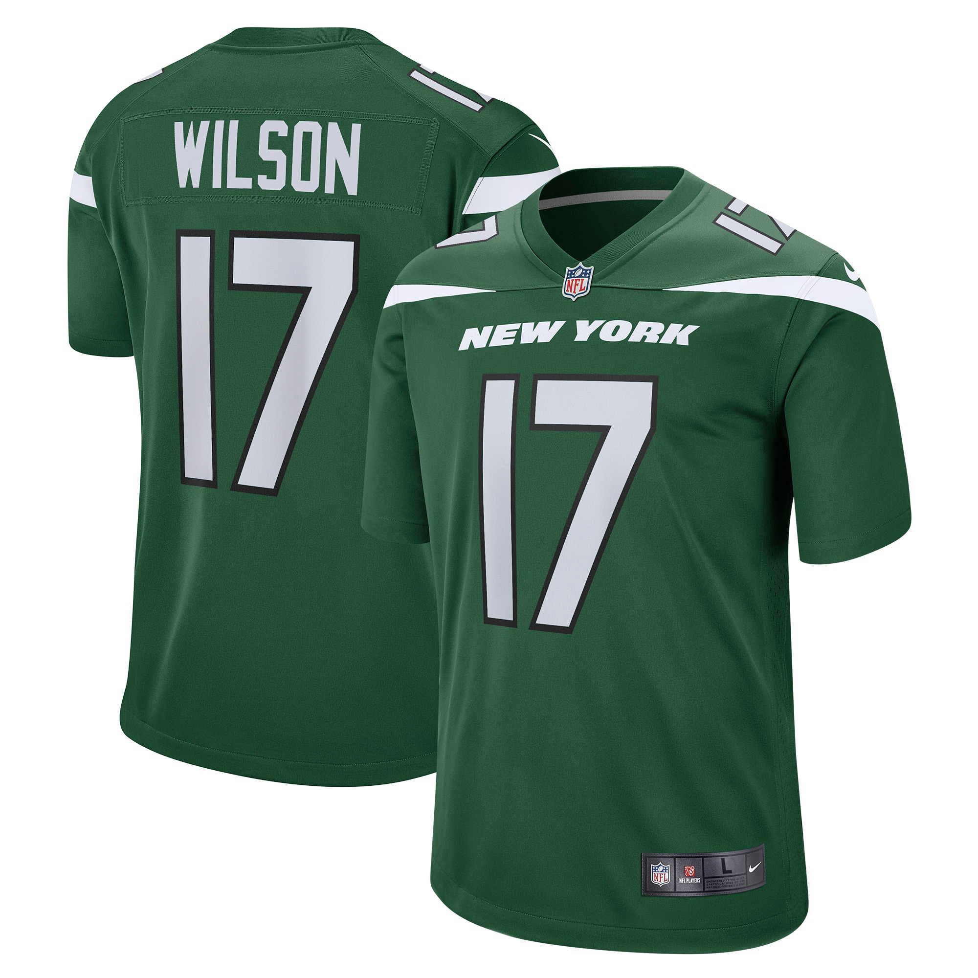 Men's New York Jets Garrett Wilson Nike Green Players Game Jersey