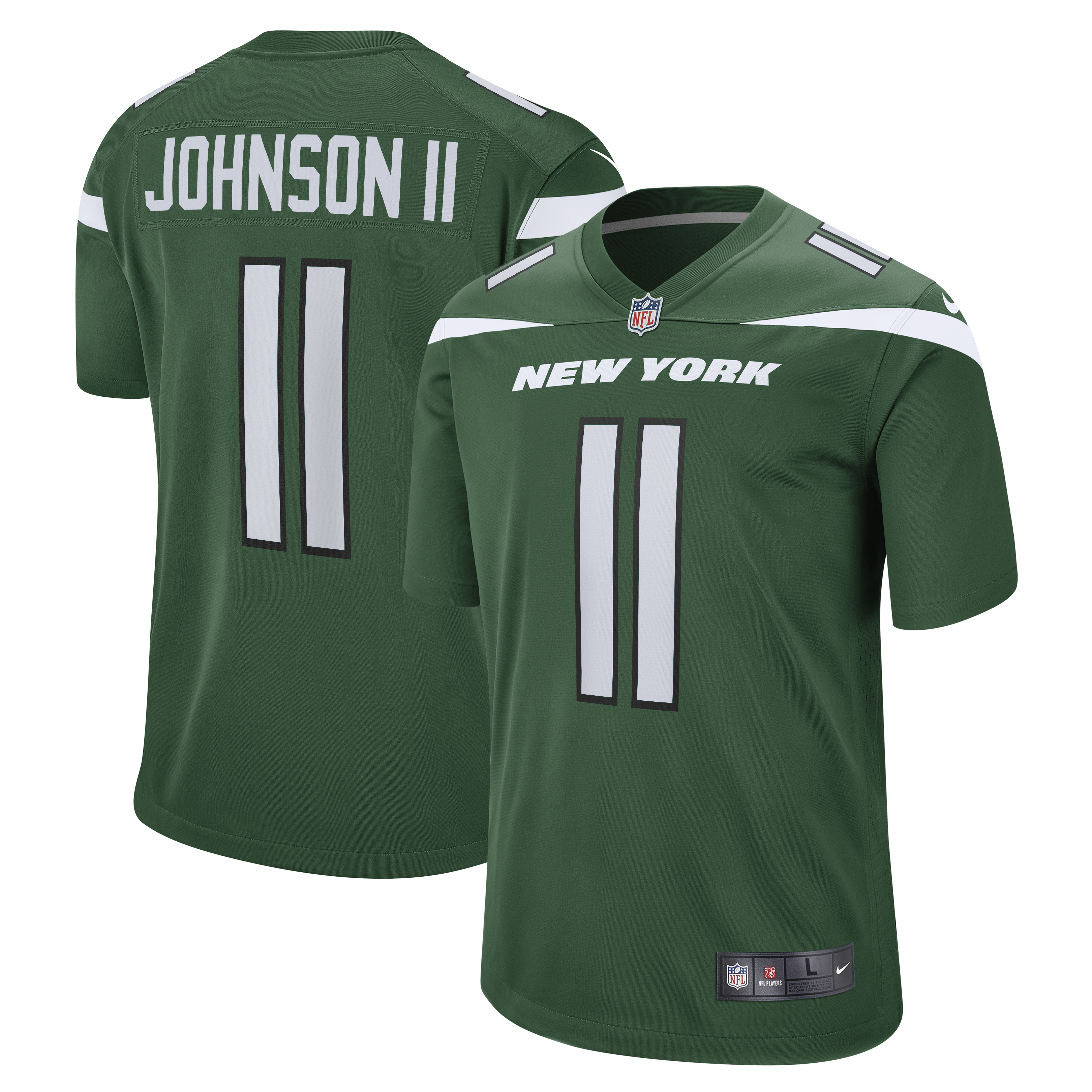 Men's New York Jets Jermaine Johnson II Nike Gotham Green Game Jersey