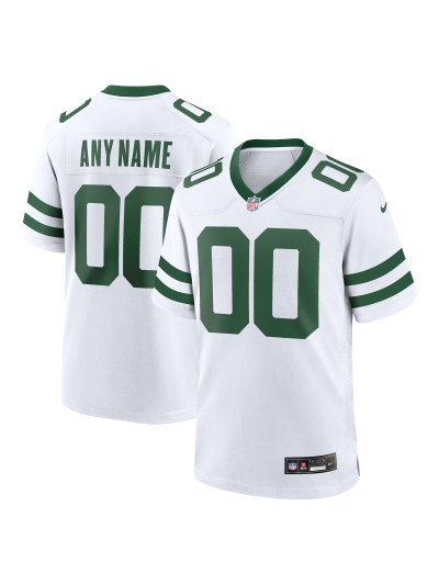 Men's New York Jets Nike White Legacy Custom Game Jersey 01