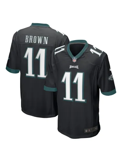 Men's Philadelphia Eagles AJ Brown Nike Black Game Jersey 01