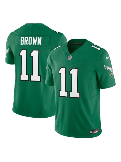 Men's Philadelphia Eagles AJ Brown Nike Kelly Green Vapor FUSE Limited Jersey 01