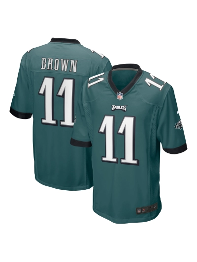 Men's Philadelphia Eagles AJ Brown Nike Midnight Green Players Game Jersey 01