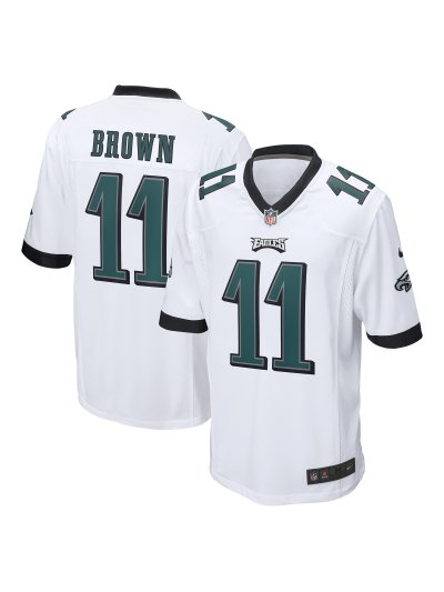 Men's Philadelphia Eagles AJ Brown Nike White Game Jersey 01