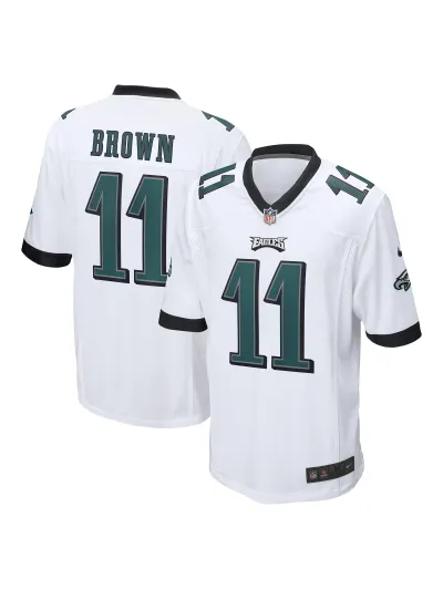 Men's Philadelphia Eagles AJ Brown Nike White Game Jersey 01