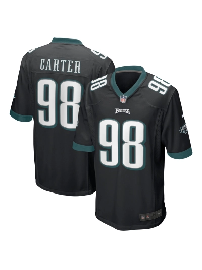 Men's Philadelphia Eagles Jalen Carter Nike Black Reserve Game Jersey 01
