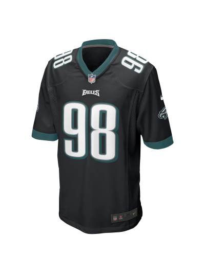 Men's Philadelphia Eagles Jalen Carter Nike Black Reserve Game Jersey 02