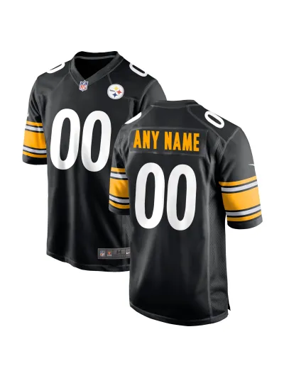 Men's Pittsburgh Steelers Nike Black Custom Game Jersey 01