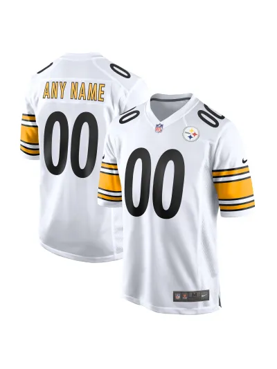 Men's Pittsburgh Steelers Nike White Game Custom Jersey 01