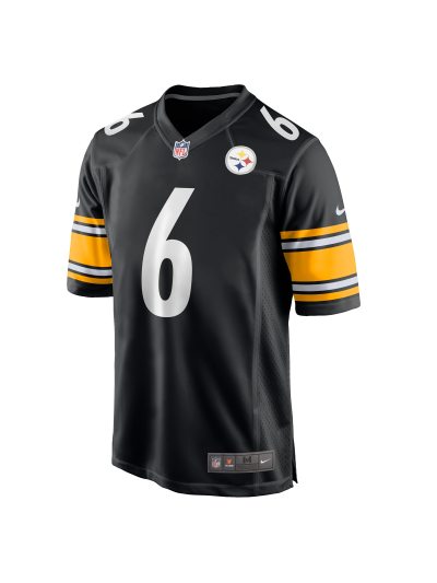 Men's Pittsburgh Steelers Patrick Queen Nike Black Player Jersey 02