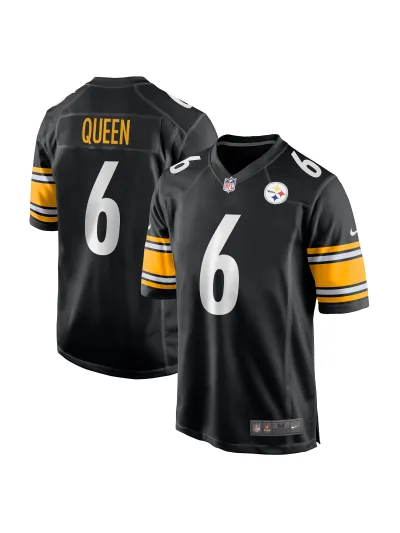 Men's Pittsburgh Steelers Patrick Queen Nike Black Player Jersey 01