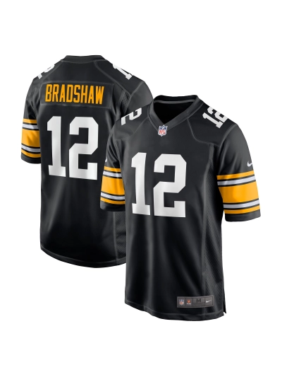 Men's Pittsburgh Steelers Terry Bradshaw Nike Black Retired Players Game Jersey 01