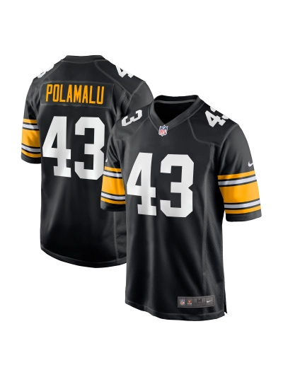 Men's Pittsburgh Steelers Troy Polamalu Nike Black Retired Players Game Jersey 01