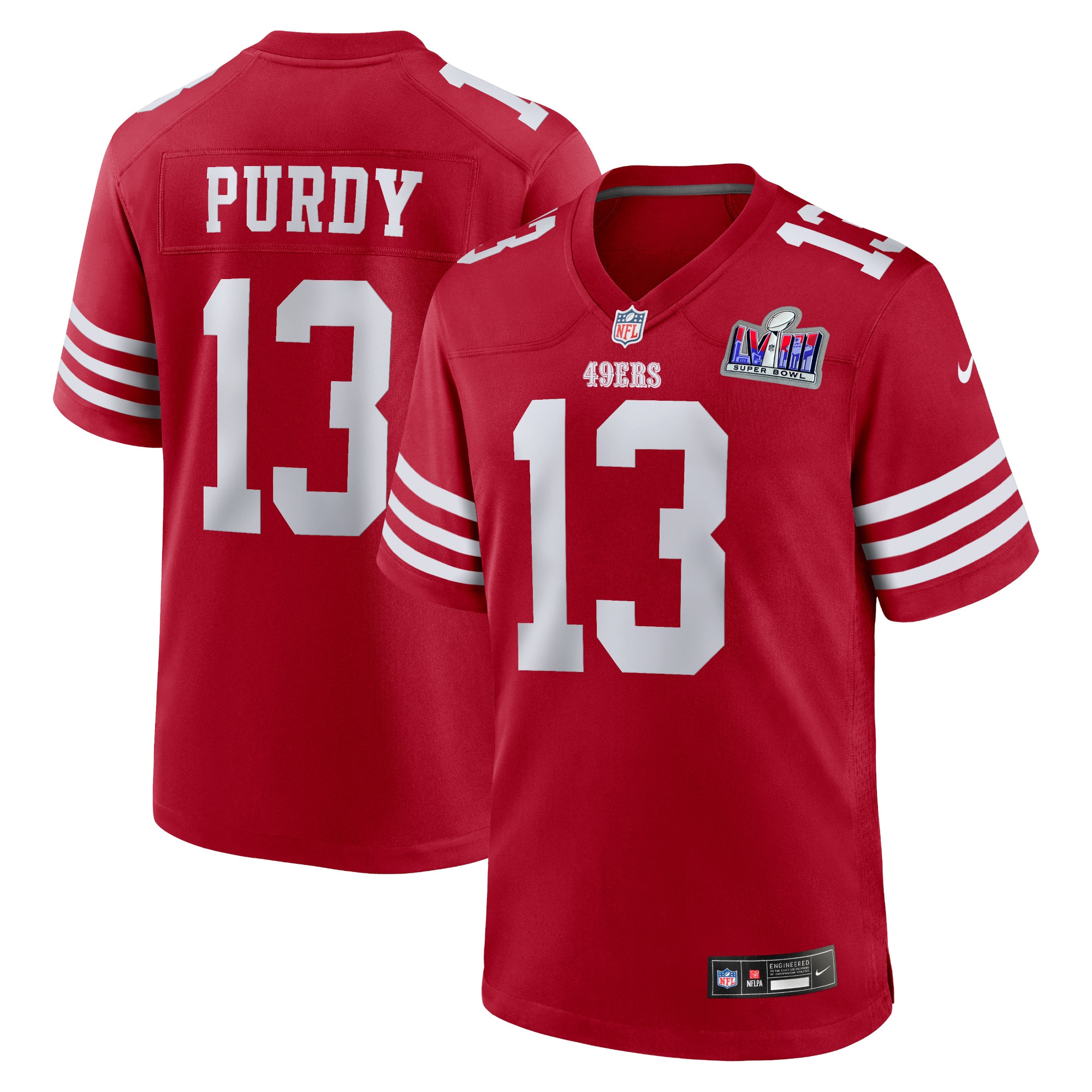 Men's San Francisco 49ers Brock Purdy Nike Scarlet Super Bowl LVIII Game Jersey