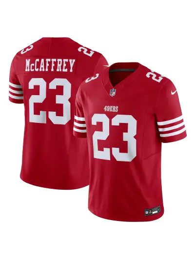 Men's San Francisco 49ers Christian McCaffrey Nike Scarlet Red Super Bowl LVIII Game Jersey 01