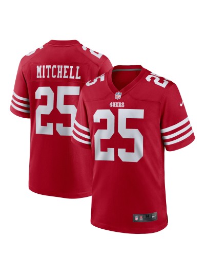 Men's San Francisco 49ers Elijah Mitchell Nike Scarlet Reserve Game Jersey 01