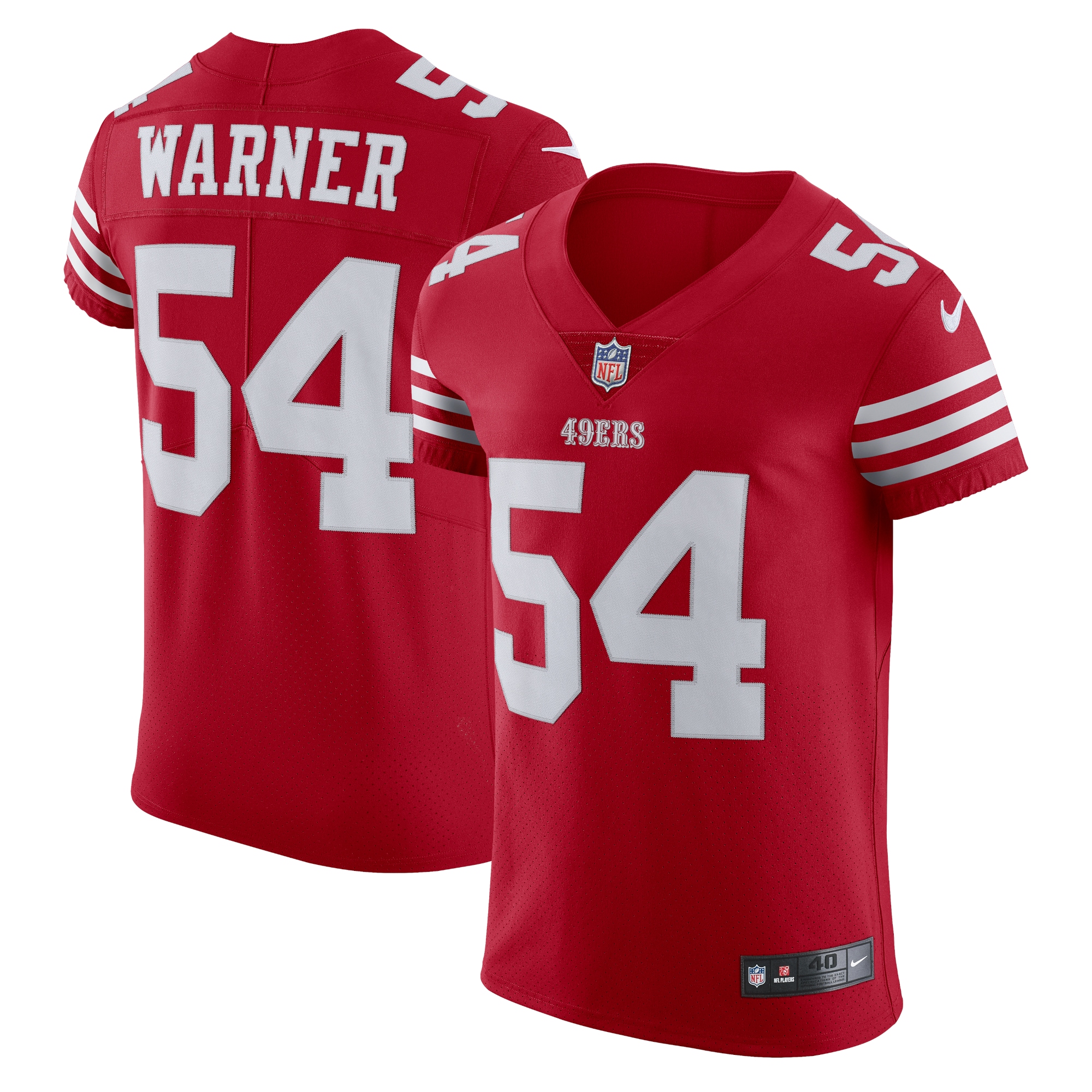 Men's San Francisco 49ers Fred Warner Nike Scarlet Vapor Elite Jersey