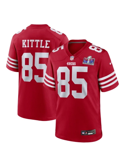 Men's San Francisco 49ers George Kittle Nike Scarlet Super Bowl LVIII Game Jersey 01