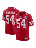 Men's San Francisco 49ers Fred Warner Nike Scarlet Super Bowl LVIII Game Jersey