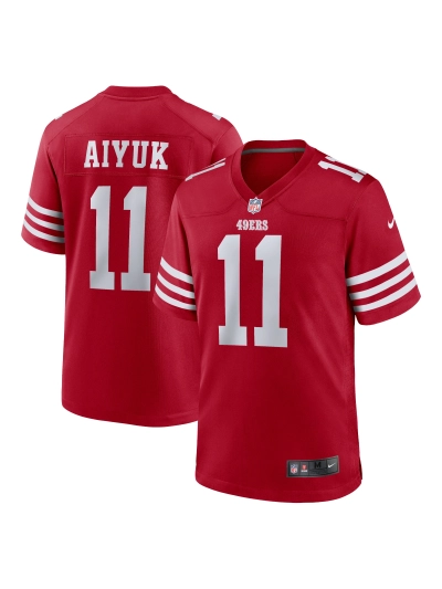 Men's San Francisco 49ers Brandon Aiyuk Nike Scarlet Team Player Game Jersey 01