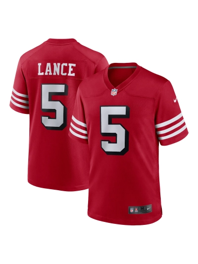 Men's San Francisco 49ers Trey Lance Nike Scarlet Alternate Game Jersey 01