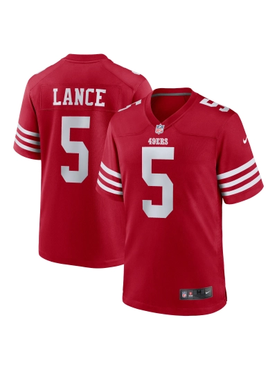 Men's San Francisco 49ers Trey Lance Nike Scarlet Game Jersey 01