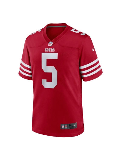 Men's San Francisco 49ers Trey Lance Nike Scarlet Game Jersey 02