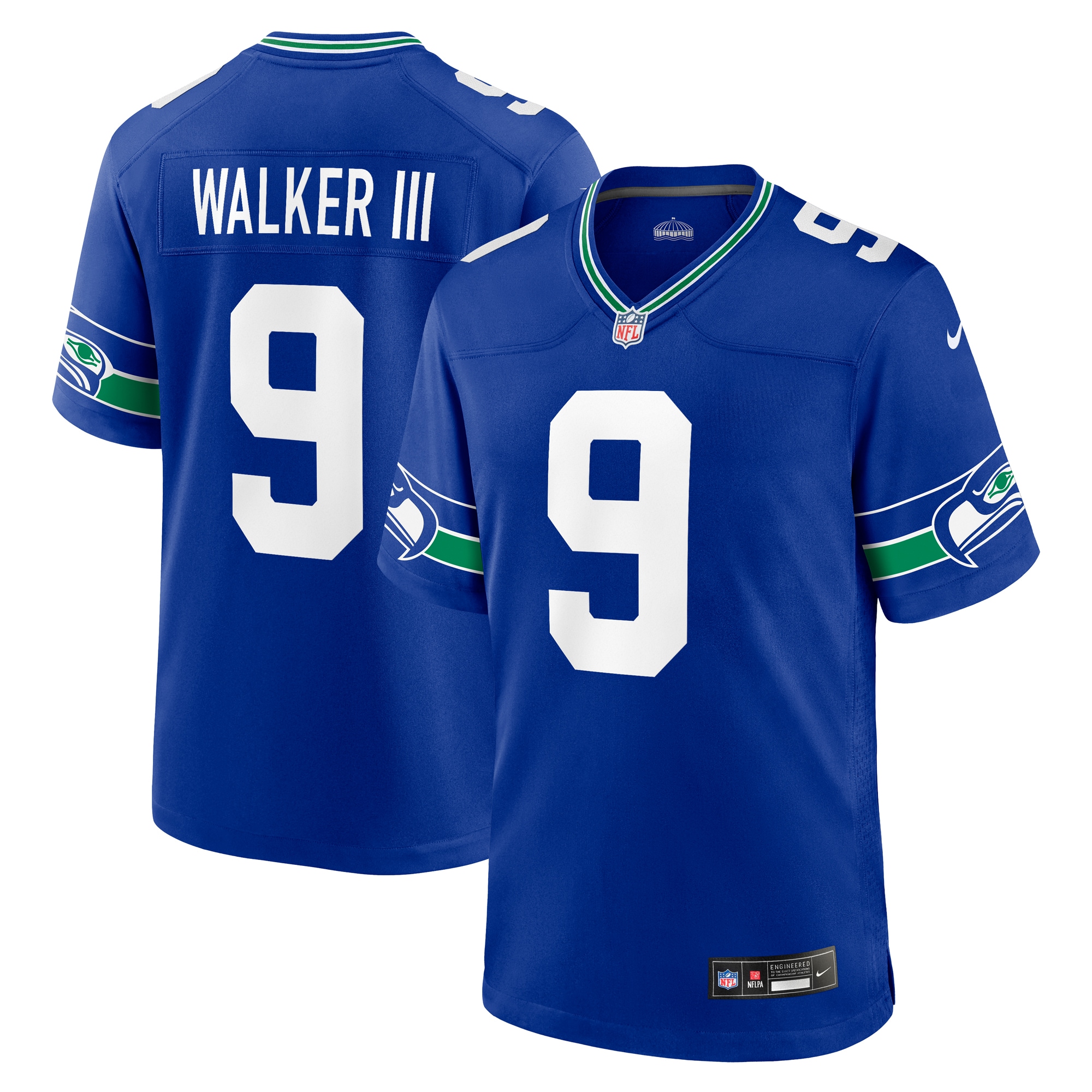 Men's Seattle Seahawks Kenneth Walker III Nike Royal Retro Players Game Jersey