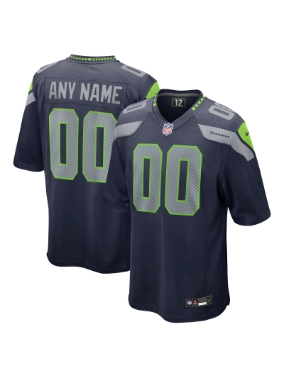 Men's Seattle Seahawks Nike College Navy Custom Game Jersey 01