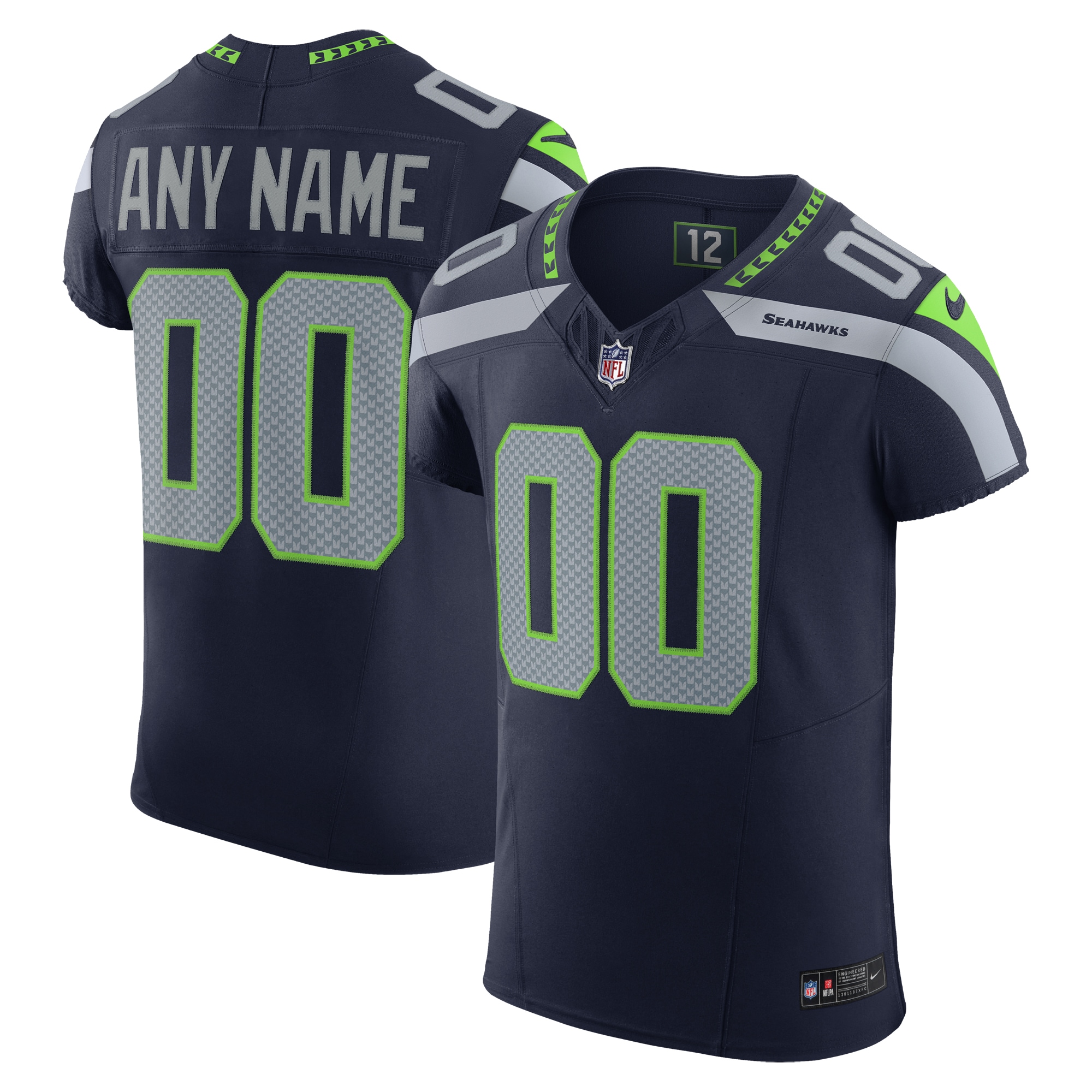 Men's Seattle Seahawks Nike College Navy Vapor FUSE Elite Custom Jersey