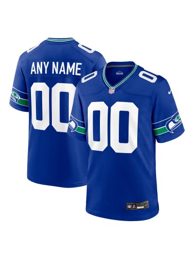 Men's Seattle Seahawks Nike Royal Throwback Custom Jersey 01