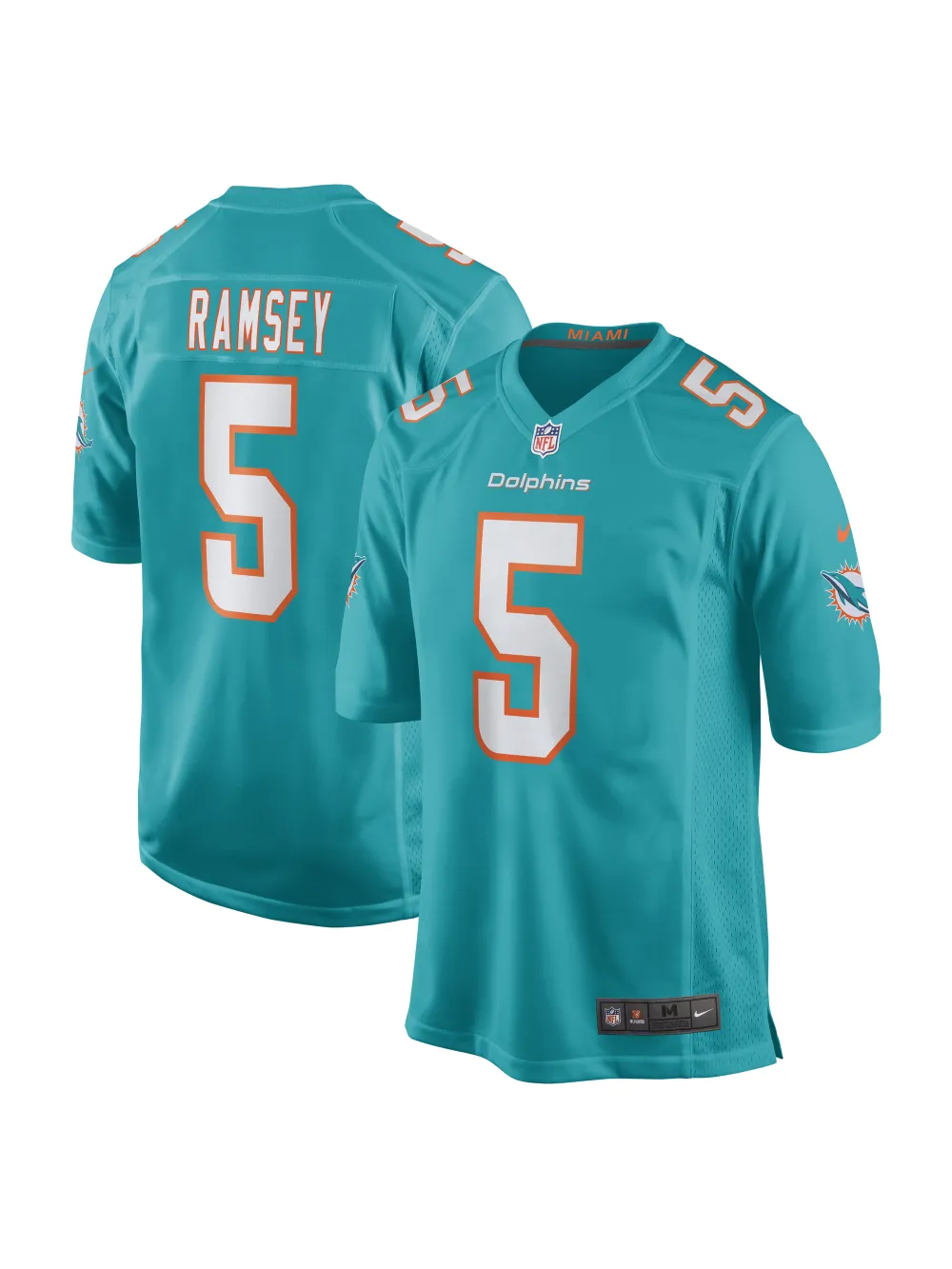 Miami Dolphins Jalen Ramsey Nike Aqua Team Color Game Jersey
