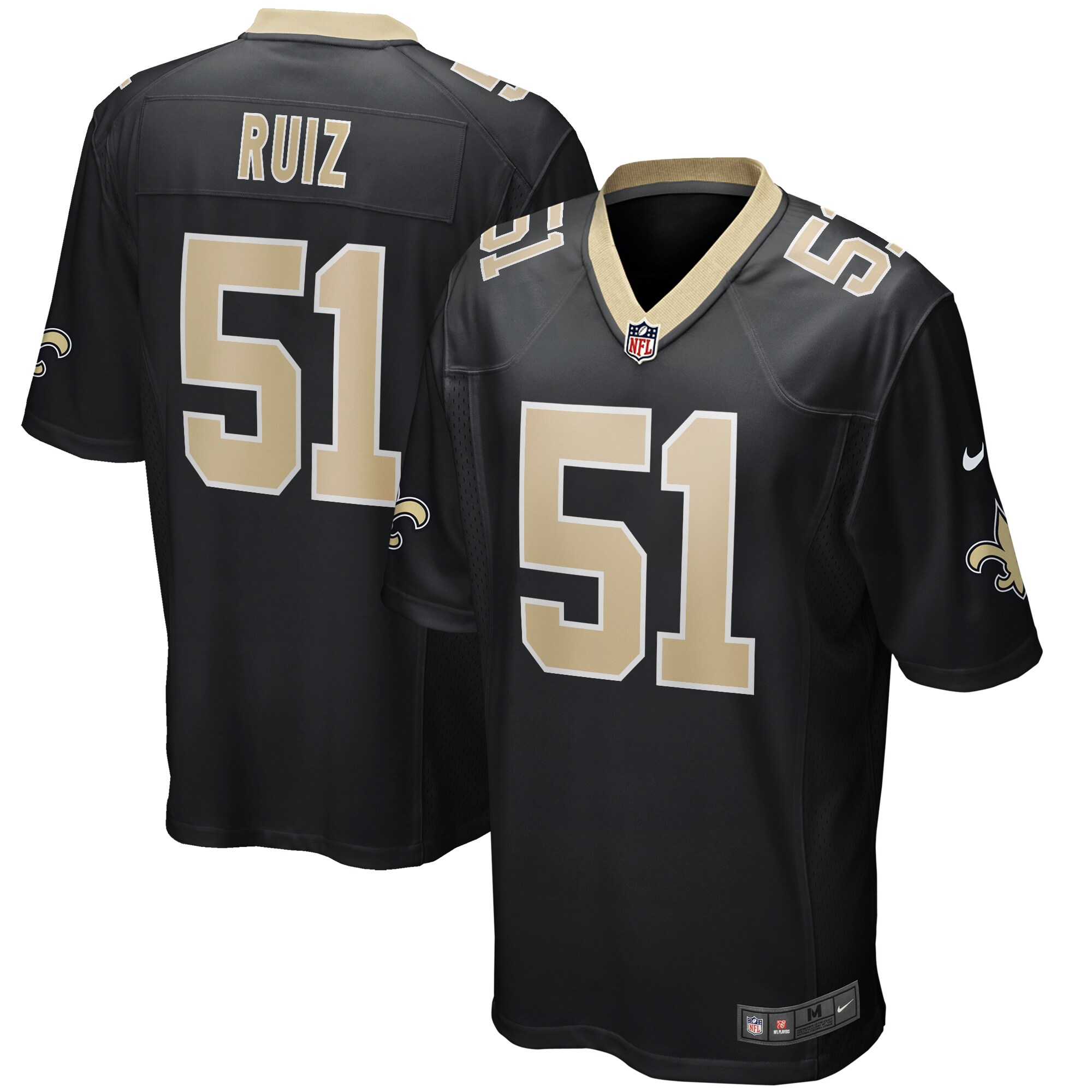 New Orleans Saints Cesar Ruiz Nike Black Game Jersey
