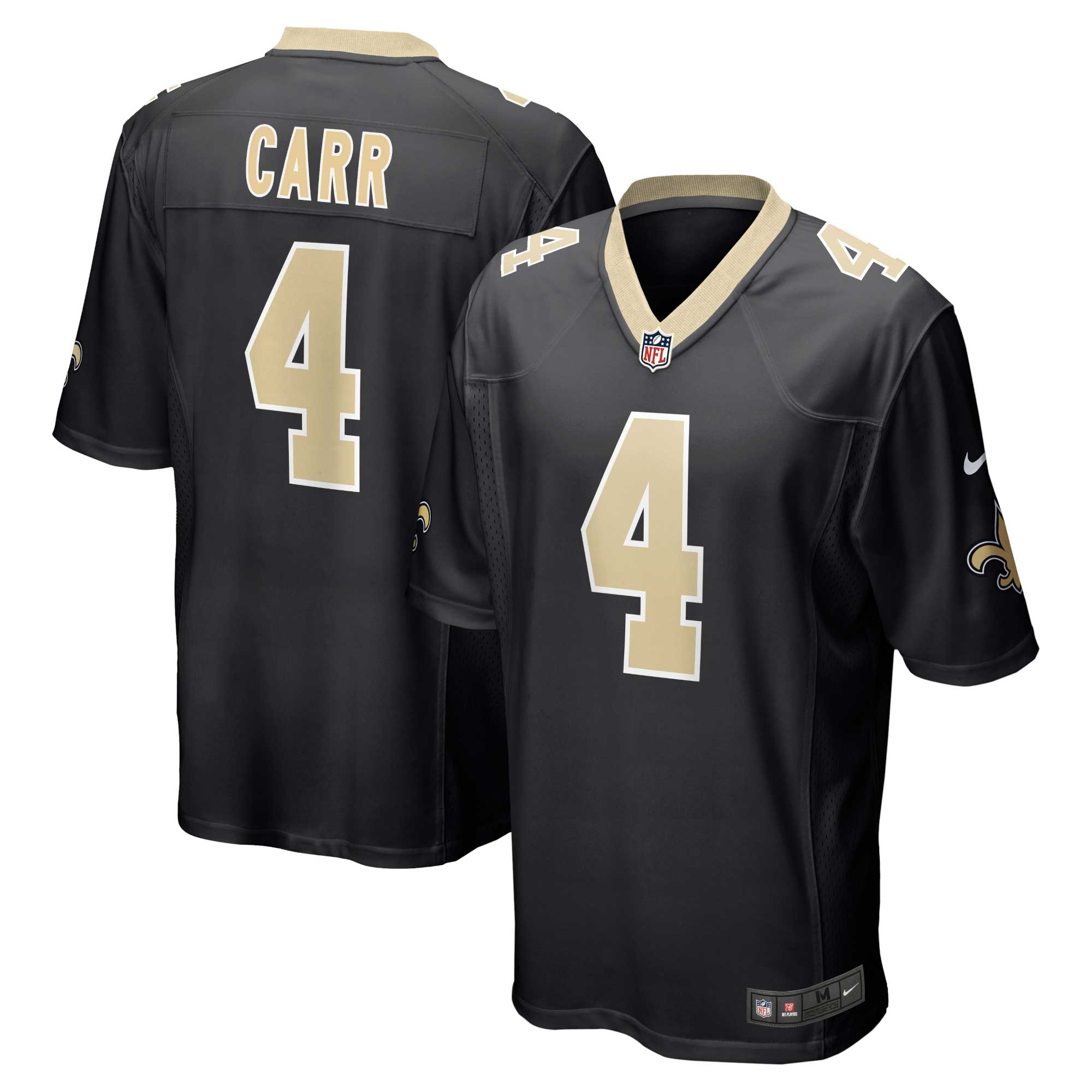 New Orleans Saints Derek Carr Nike Black Game Jersey
