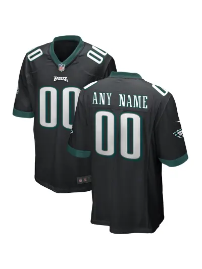 Philadelphia Eagles Men's Nike Black Alternative Custom Game Jersey 01