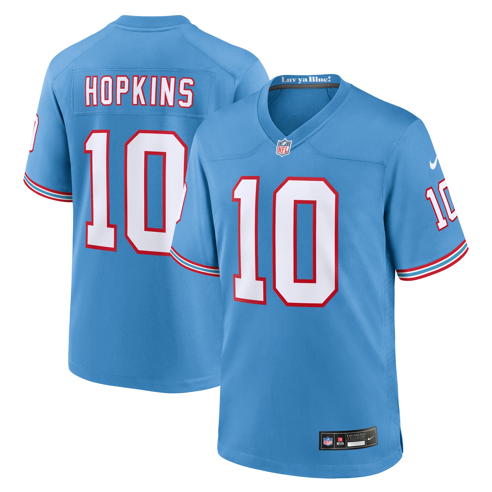 Men's Tennessee Titans DeAndre Hopkins Nike Light Blue Oilers Retro Players Game Jersey