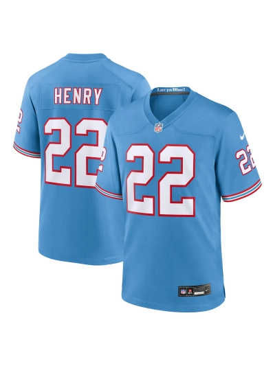 Men's Tennessee Titans Derrick Henry Nike Light Blue Oilers Retro Alternate Jersey 01