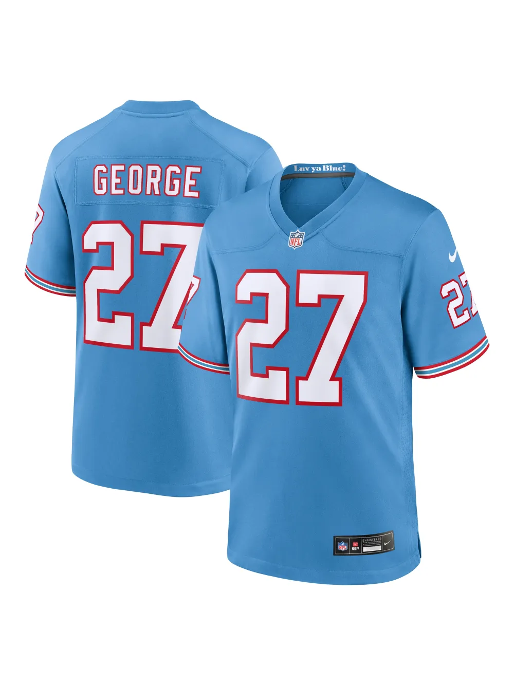 Men's Tennessee Titans Eddie George Nike Light Blue Oilers Retro Retired Players Game Jersey