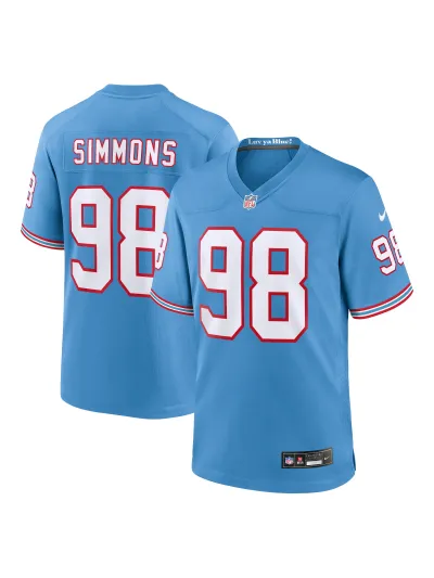 Men's Tennessee Titans Jeffery Simmons Nike Light Blue Oilers Retro Alternate Jersey 01