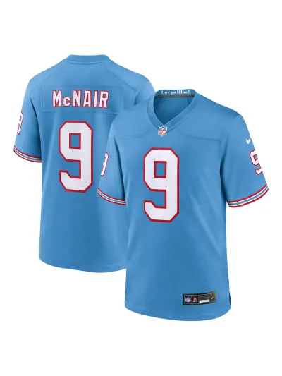 Men's Tennessee Titans Steve McNair Nike Light Blue Oilers Retro Retired Players Game Jersey 01