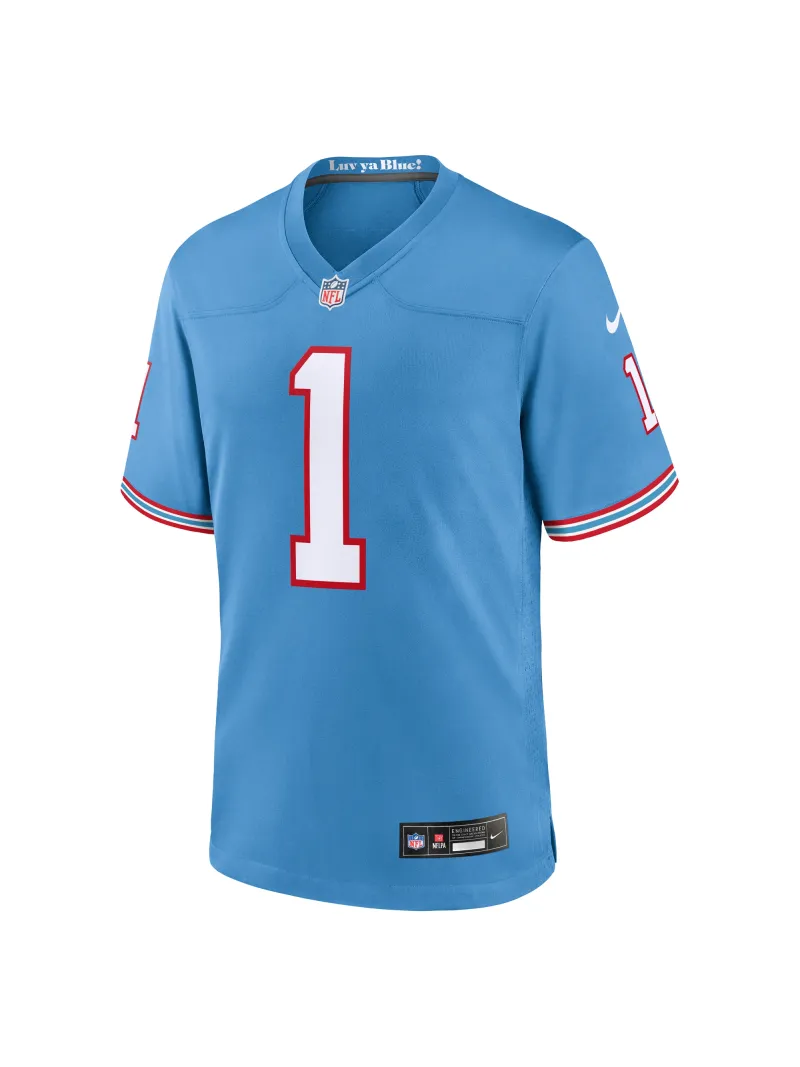 Men's Tennessee Titans Warren Moon Nike Light Blue Oilers Retro Retired Players Game Jersey