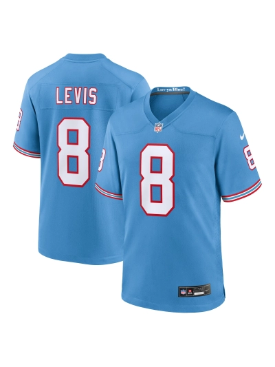 Men's Tennessee Titans Will Levis Nike Light Blue Oilers Retro Players Game Jersey 01