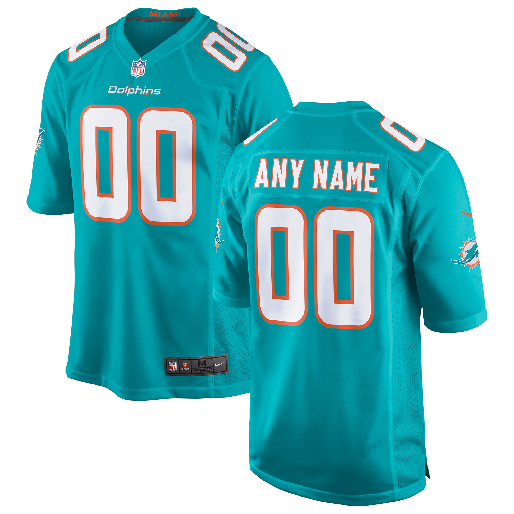 Miami Dolphins Nike Aqua Custom Game Jersey