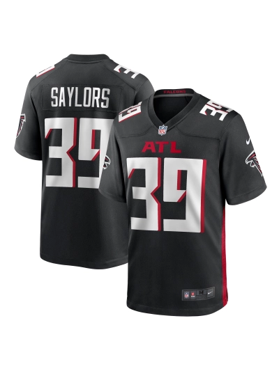 Men's Atlanta Falcons Jacob Saylors Nike Black Game Jersey 01