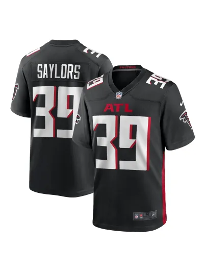 Men's Atlanta Falcons Tae Davis Nike Black Team Game Jersey 01