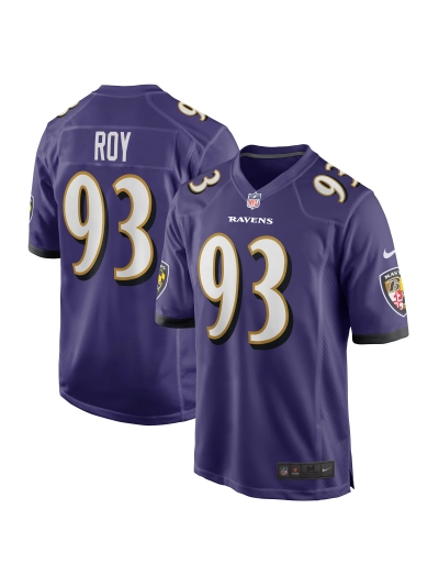 Men's Baltimore Ravens Bravvion Roy Nike Purple Game Jersey 01