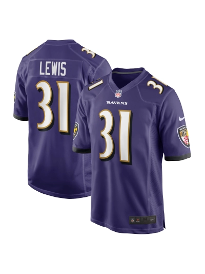Men's Baltimore Ravens Jamal Lewis Nike Purple Game Retired Player Jersey 01