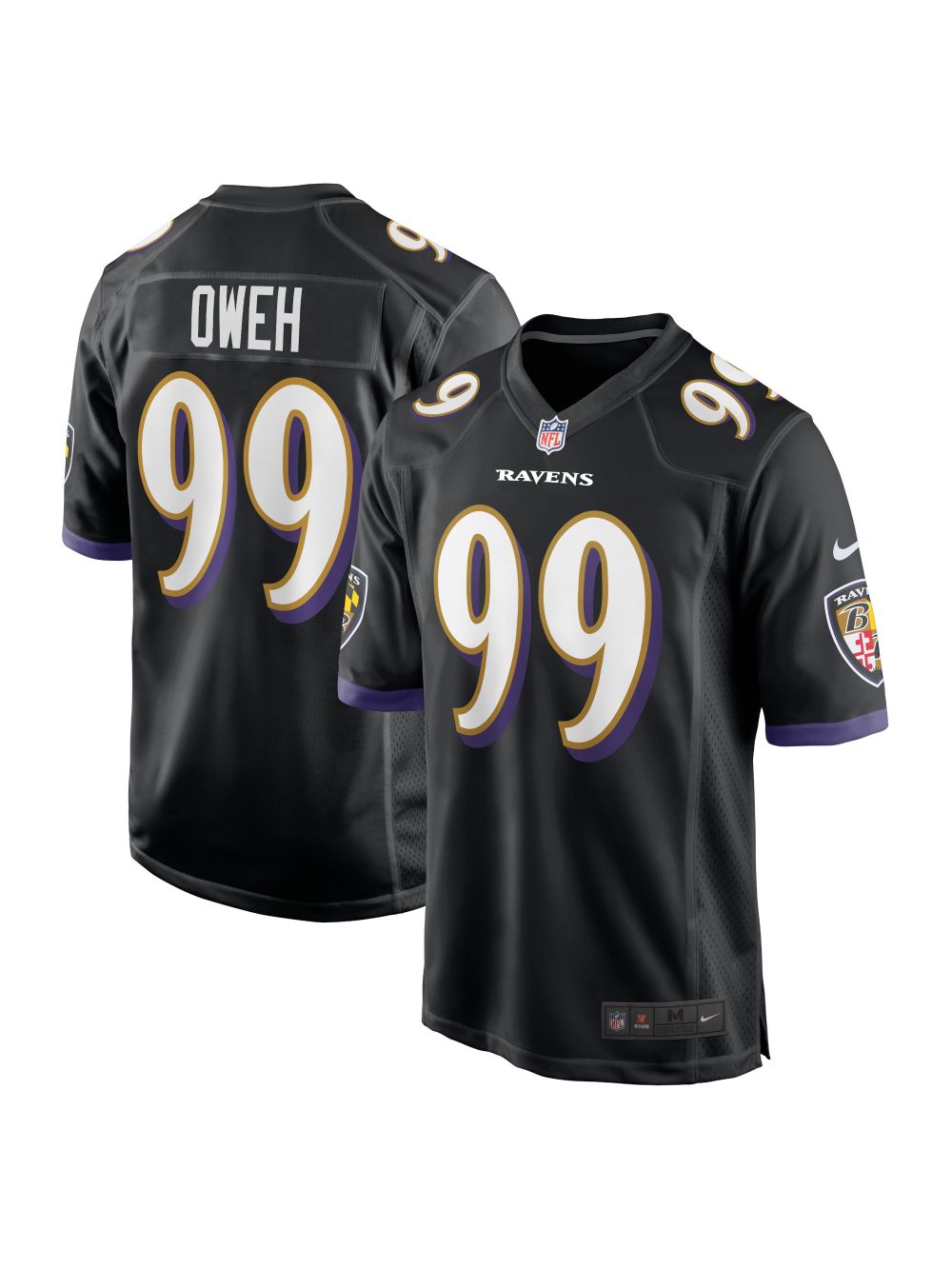 Men's Baltimore Ravens Odafe Oweh Nike Black Game Jersey