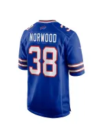 Men's Buffalo Bills Tre Norwood Nike Royal Team Game Jersey